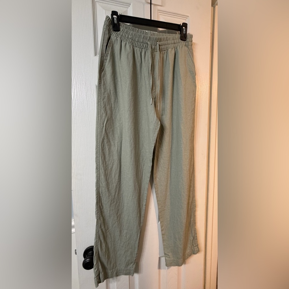 Women’s Linen Blend Washable Pants Sage Green Large